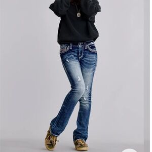 Express ReRock Los Angeles Bootcut Distressed Jeans